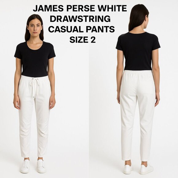 JAMES PERSE WHITE DRAWSTRING CASUAL PANTS SIZE 2 - Picture 1 of 9